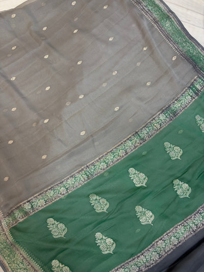 Pure khaddi chiffon saree in 3D shade