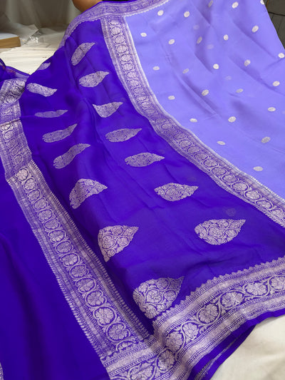 PURE KHADDI CHIFFON SILK SAREE IN DUAL COLOUR