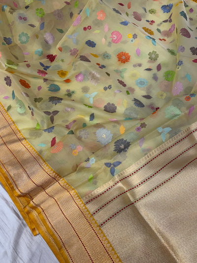 Beautiful Premium kora katan silk saree with all over kaduwa meenakari work