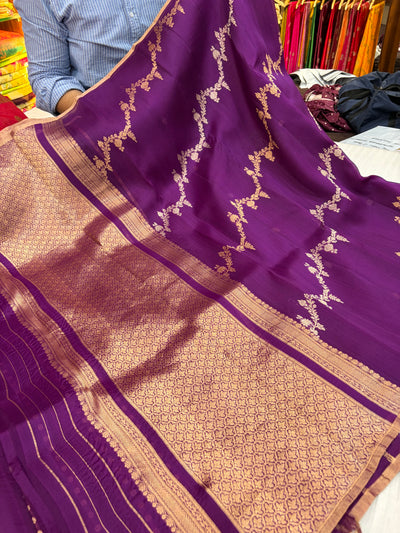 Pure handloom organza silk saree in purple colour