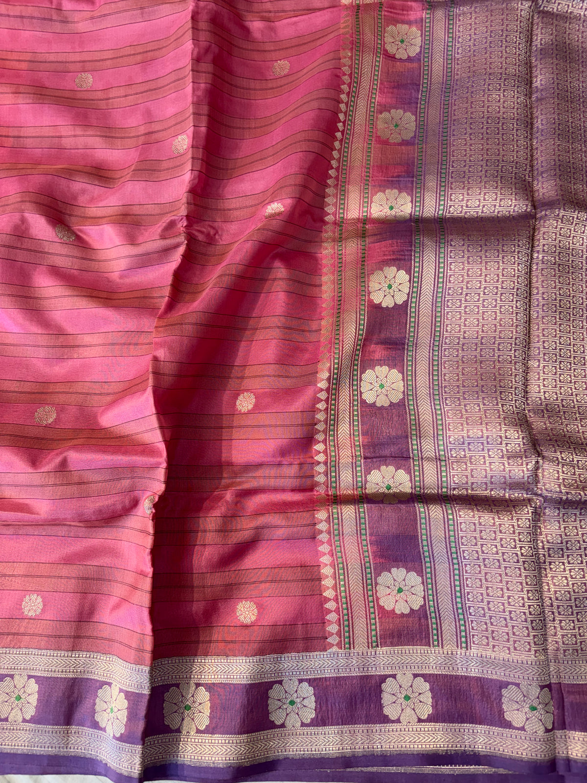 Handwoven pure Kora katan silk saree