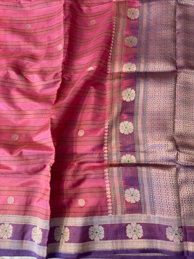 Handwoven pure Kora katan silk saree