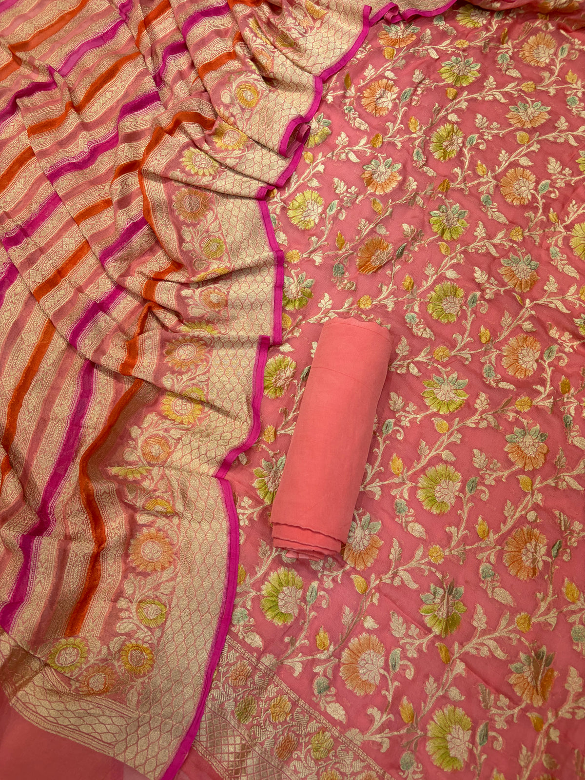 Pure Georgette Hand Brush Suit Set