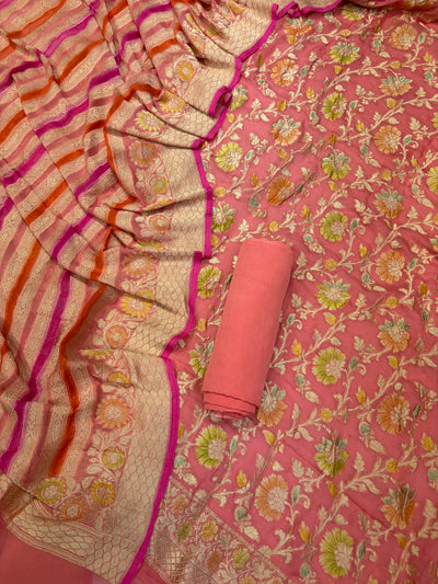 Pure Georgette Hand Brush Suit Set