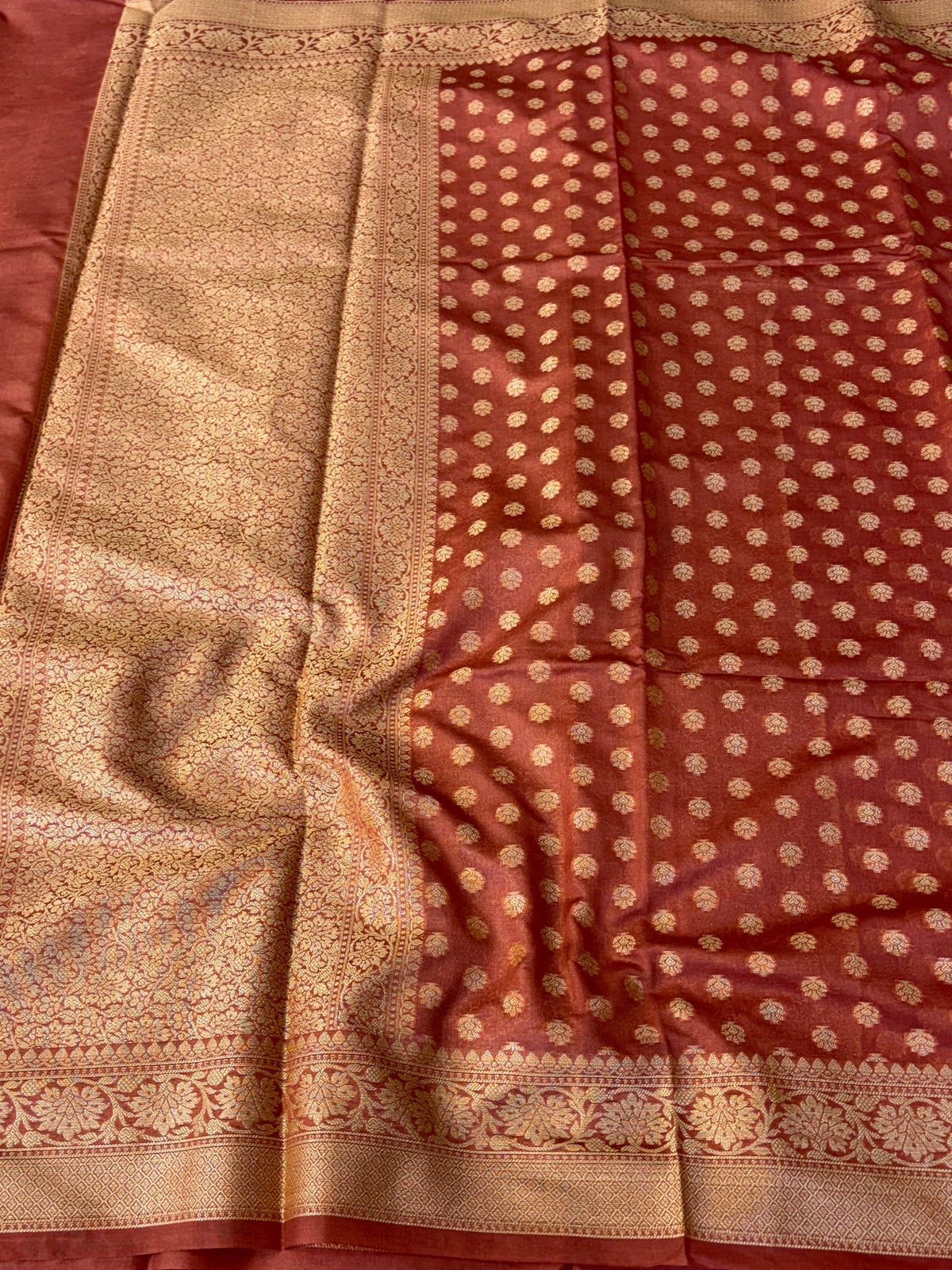 Banarasi georgette silk saree in peach colour