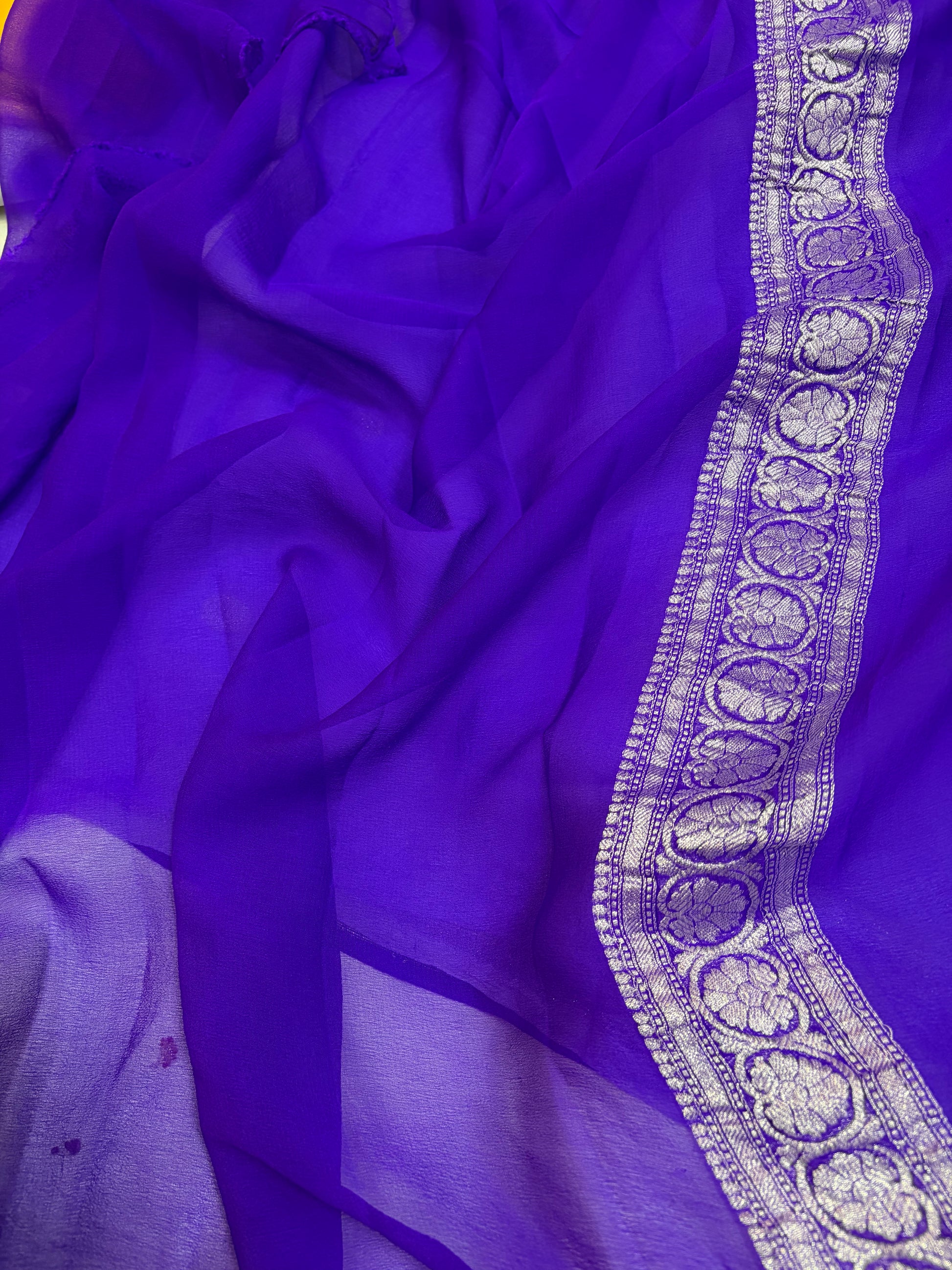 PURE KHADDI CHIFFON SILK SAREE IN DUAL COLOUR