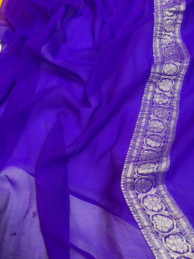PURE KHADDI CHIFFON SILK SAREE IN DUAL COLOUR