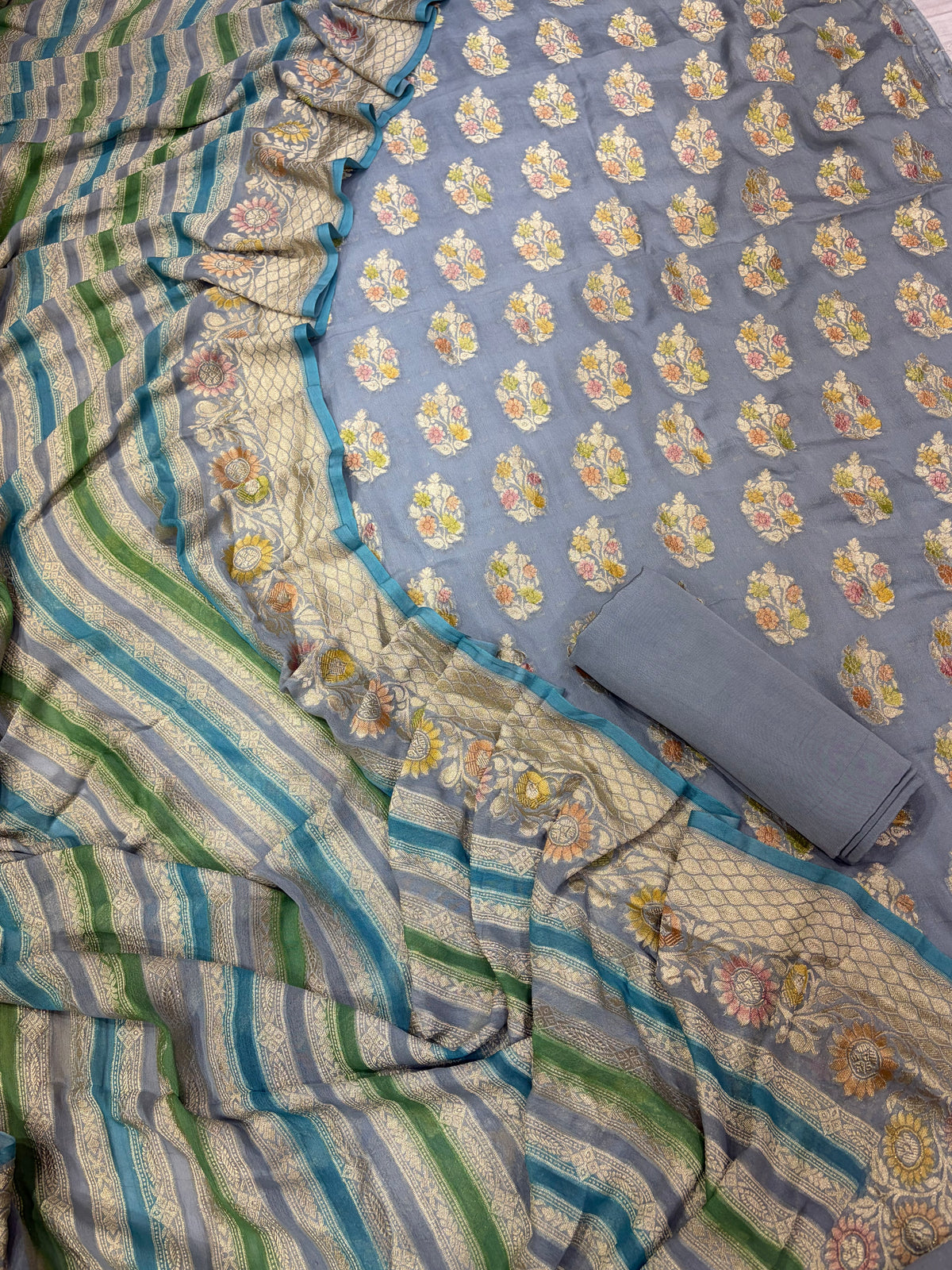 Pure Georgette Hand Brush Suit Set