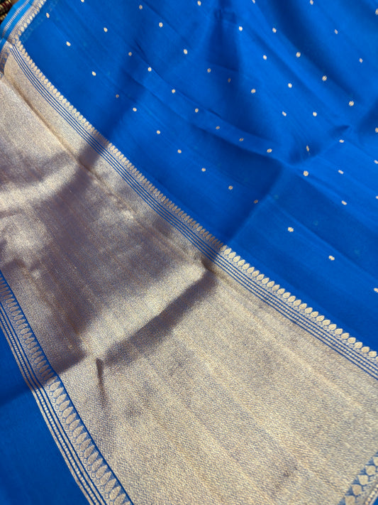 Pure handloom organza silk saree in Royal blue colour
