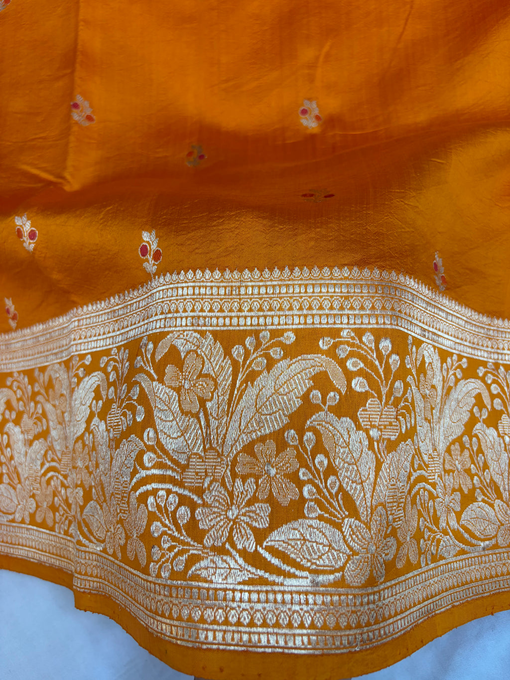 Pure raw mango saree in orange colour