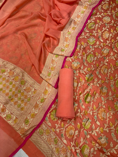 Pure Georgette Hand Brush Suit Set