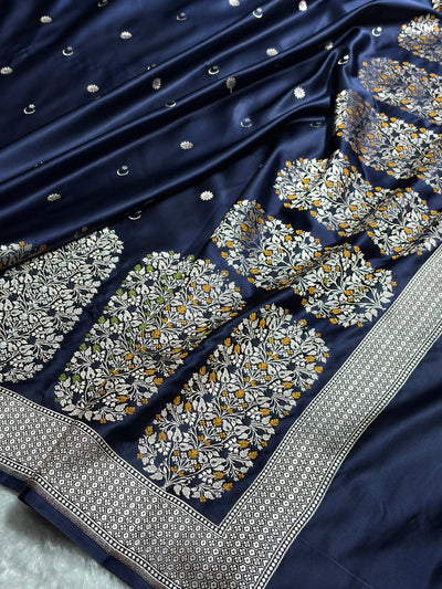 Beautiful Mashru silk saree in Navy blue colour