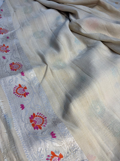 Banarasi pure Tussar Georgette silk saree with multiple meenakari work