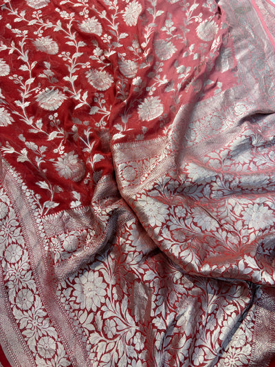 Premium Pure georgette silk sarees in beautiful dual colour shade