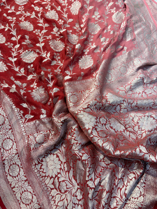 Premium Pure georgette silk sarees in beautiful dual colour shade