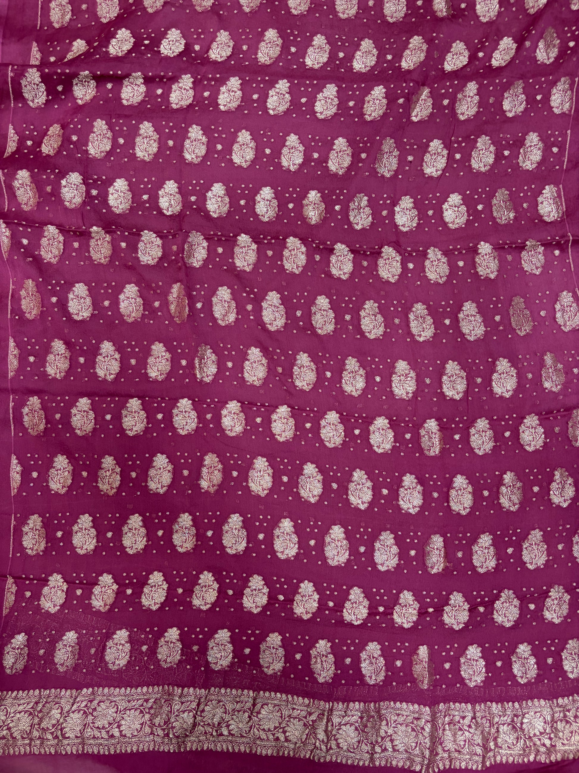 Pure khaddi chiffon suit in onion pink colour