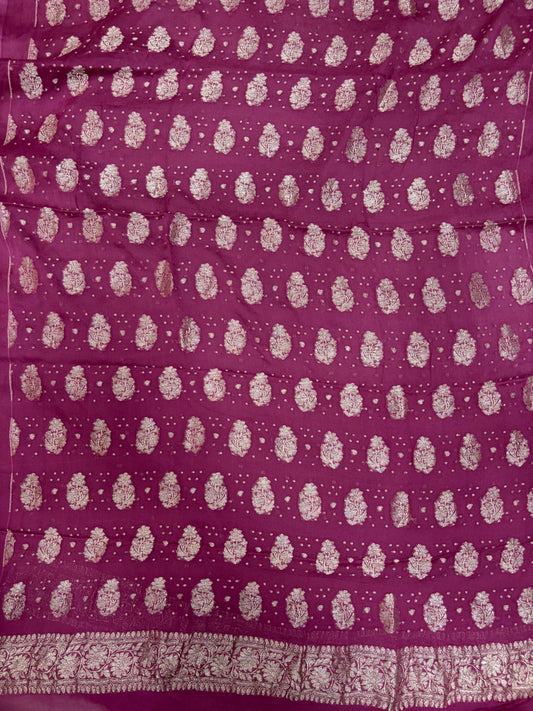 Pure khaddi chiffon suit in onion pink colour