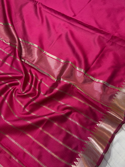 Banarasi soft silk saree in Rani colour