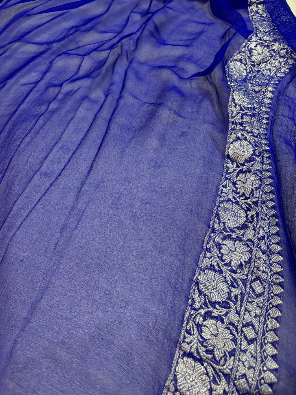PURE KHADDI CHIFFON SILK SAREE IN DUAL COLOUR