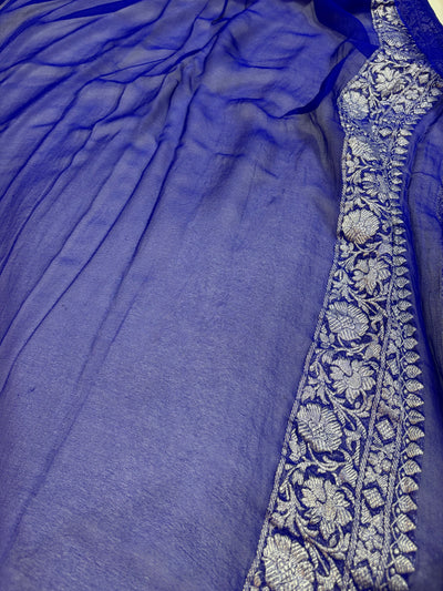 PURE KHADDI CHIFFON SILK SAREE IN DUAL COLOUR