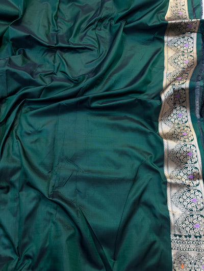 Beautiful Premium katan silk saree in bottle green colour