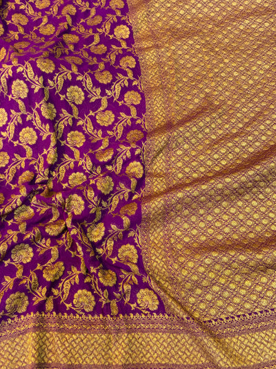 Pure georgette jaal silk saree in antique Zari work