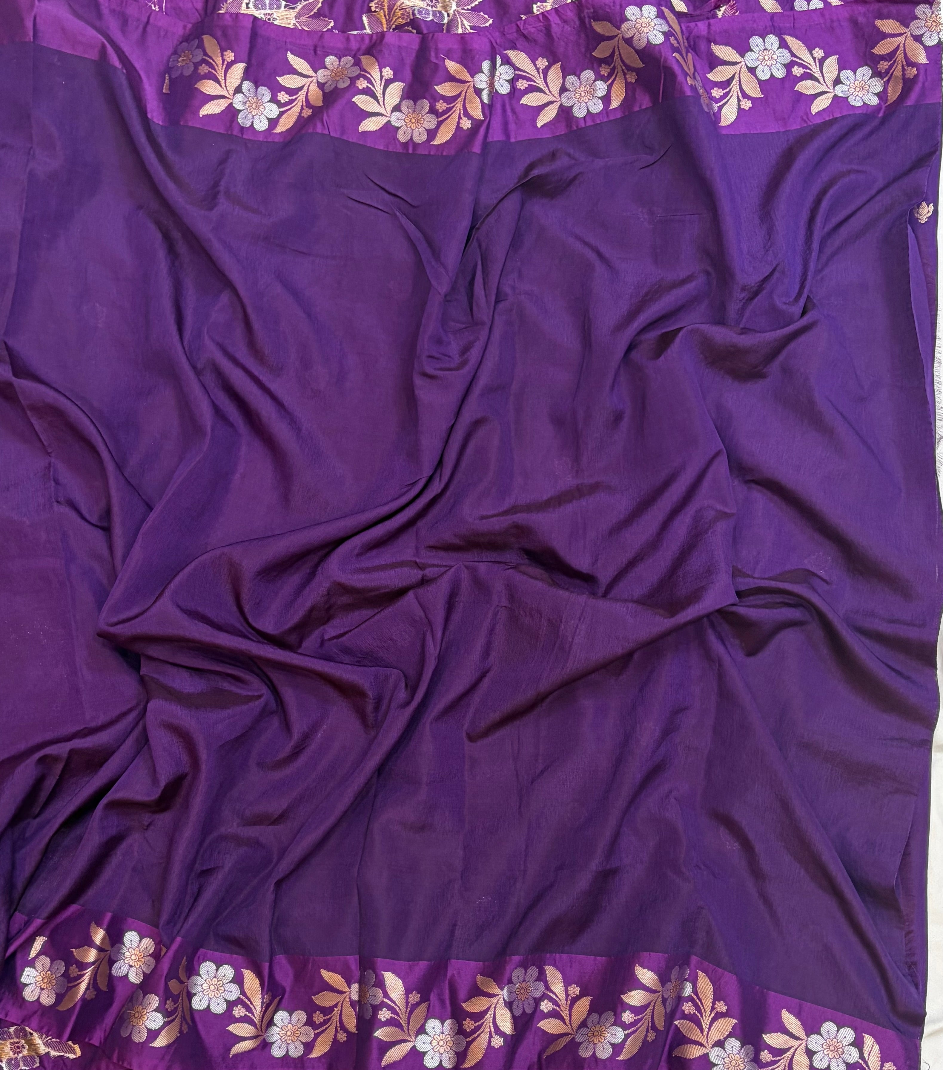 Banarasi mango silk saree in purple colour