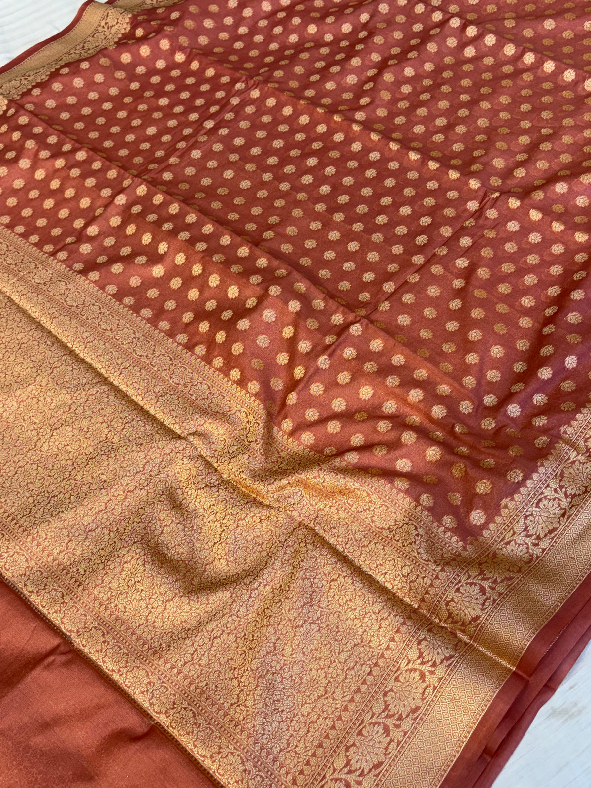Banarasi georgette silk saree in peach colour