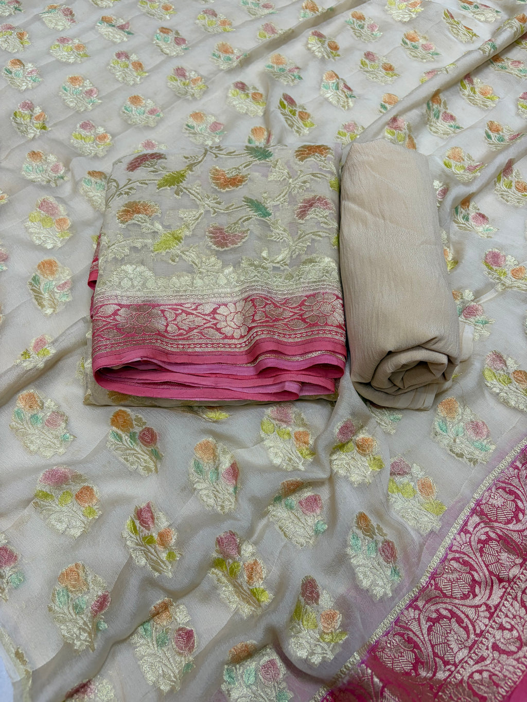 Pure Georgette Hand Brush Suit Set