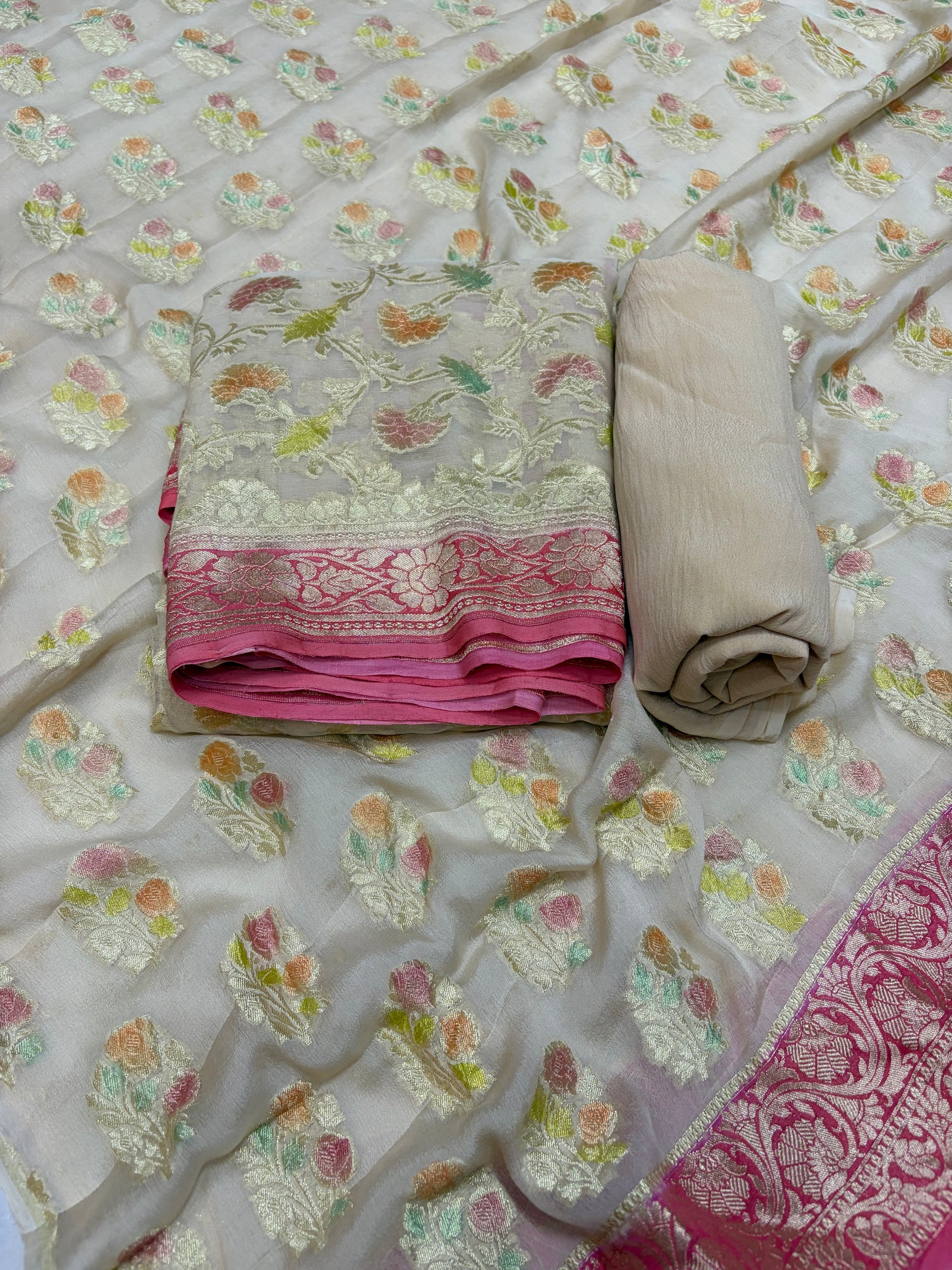 Pure Georgette Hand Brush Suit Set