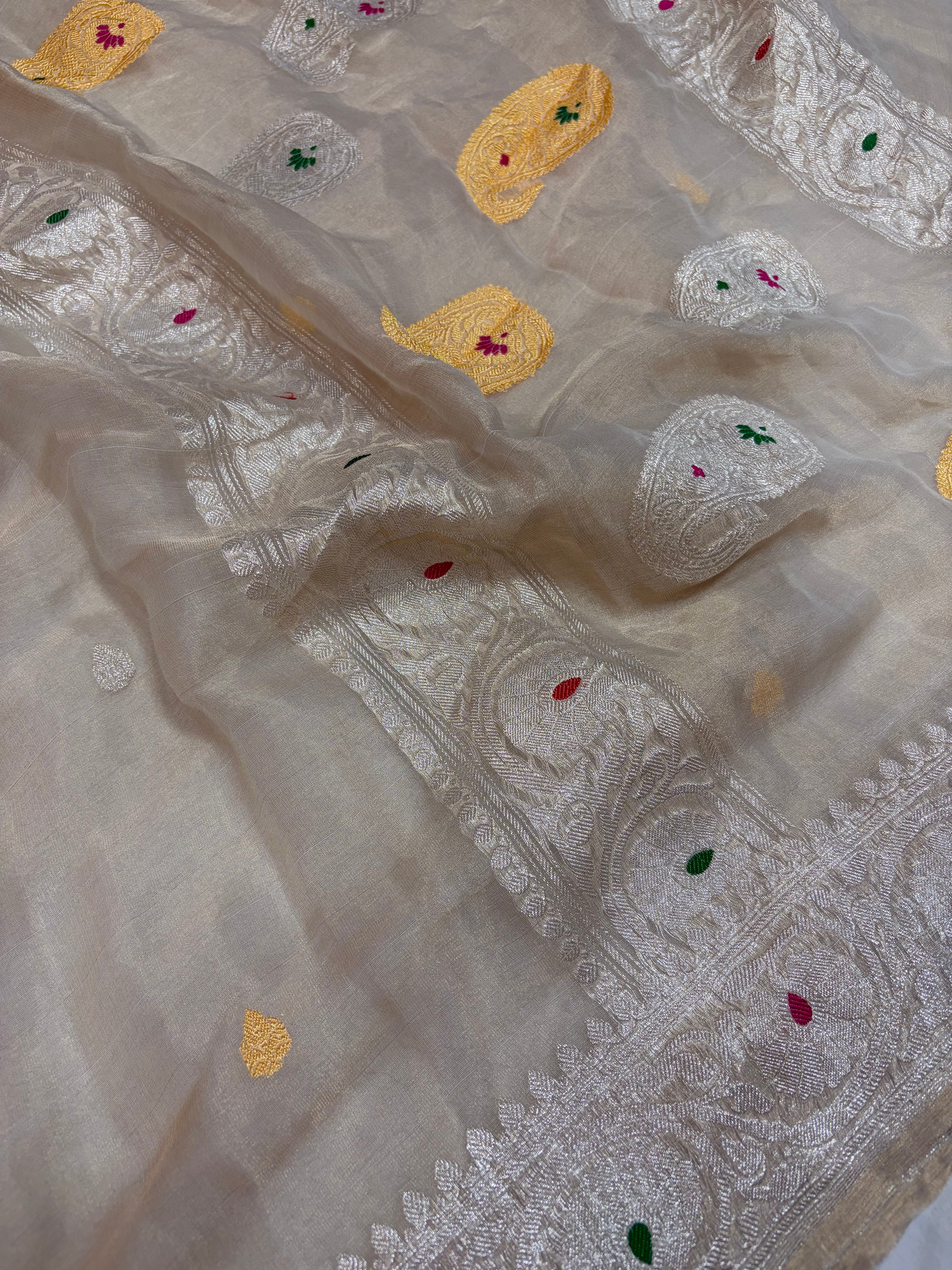 Pure khaddi meenakari tissue silk saree