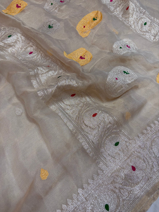 Pure khaddi meenakari tissue silk saree