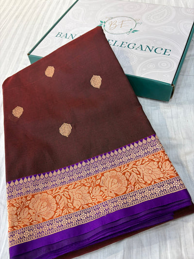 Pure handloom organza silk saree in with 3D colour border