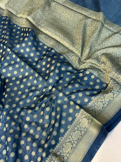 Banarasi georgette silk saree in Denim blue colour