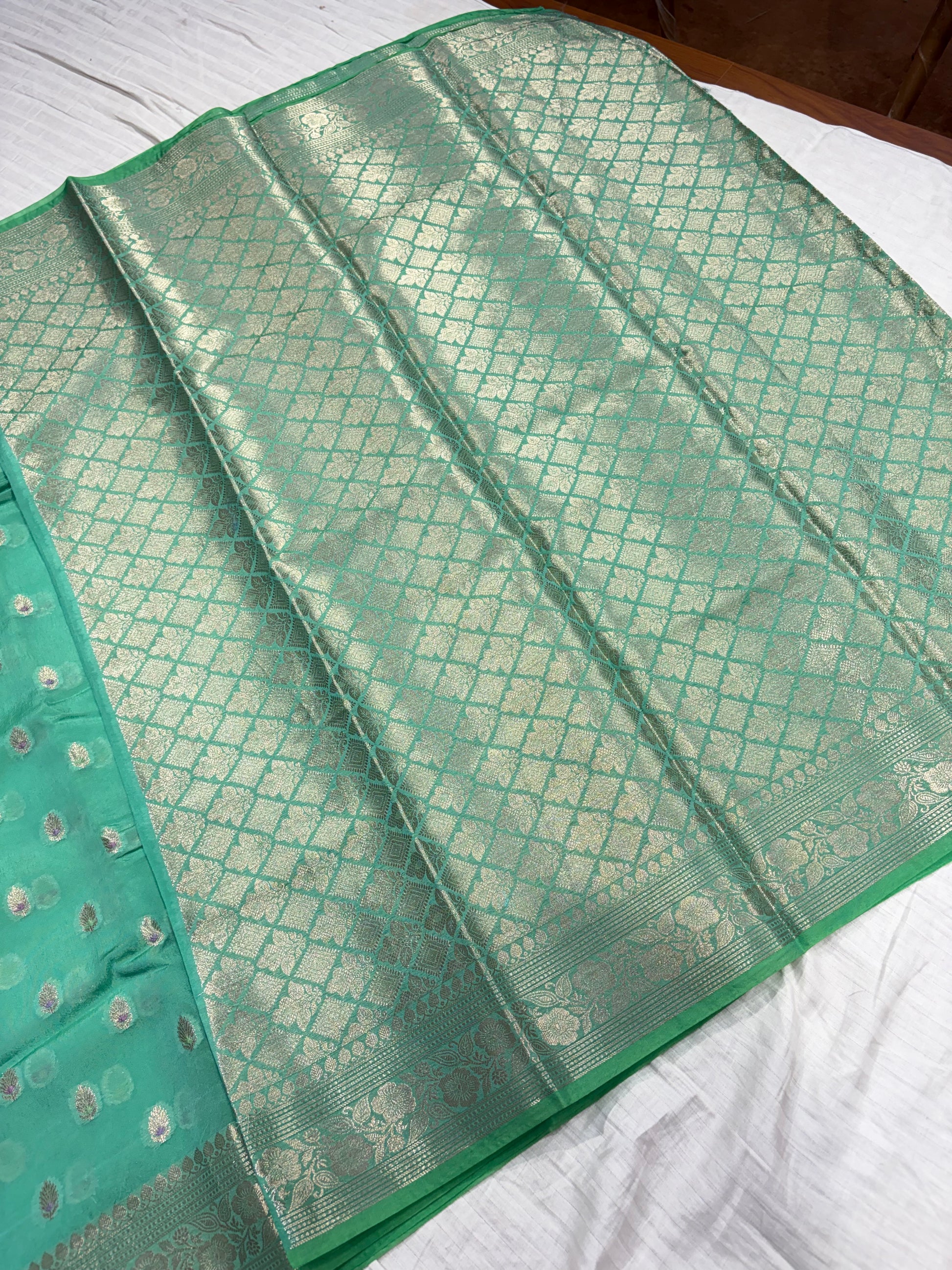 Banarasi semi georgette silk saree in green colour