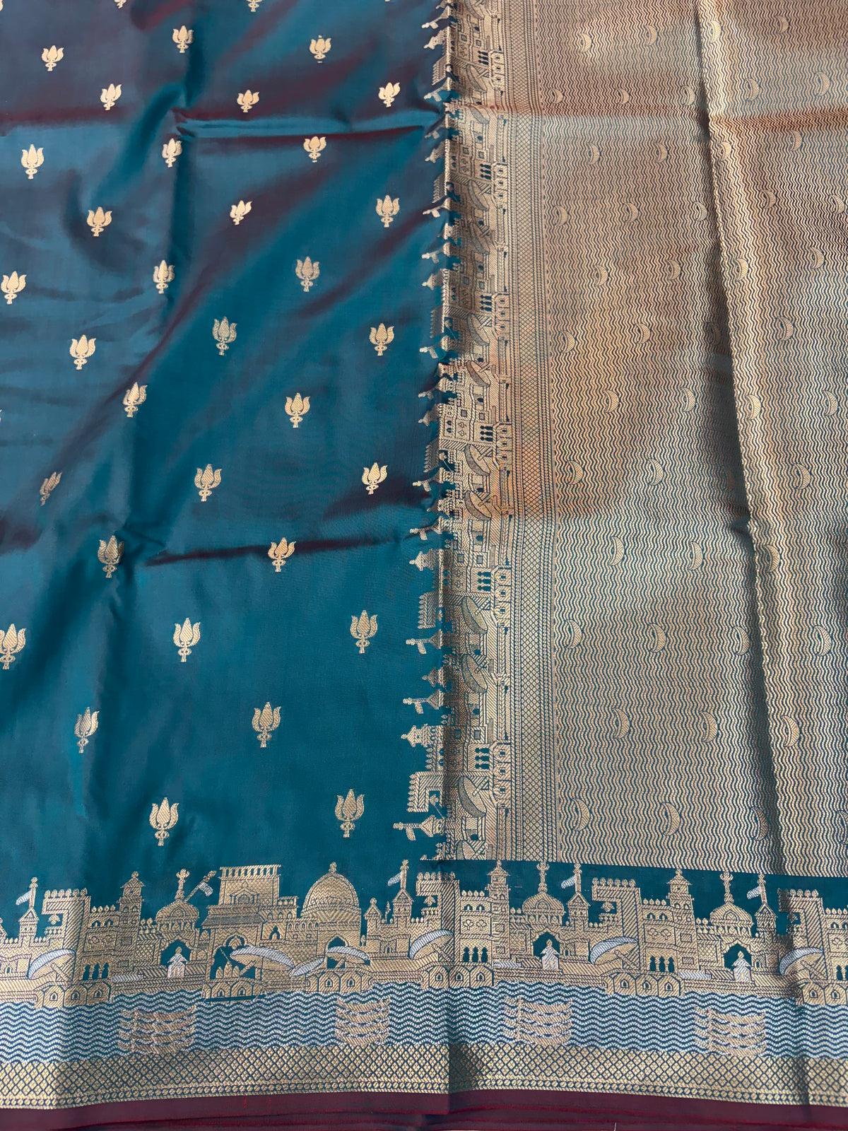 Banarasi soft katan silk saree in peacock blue colour
