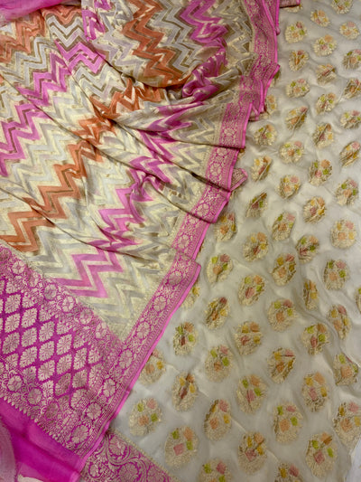 Pure Georgette Hand Brush Suit Set