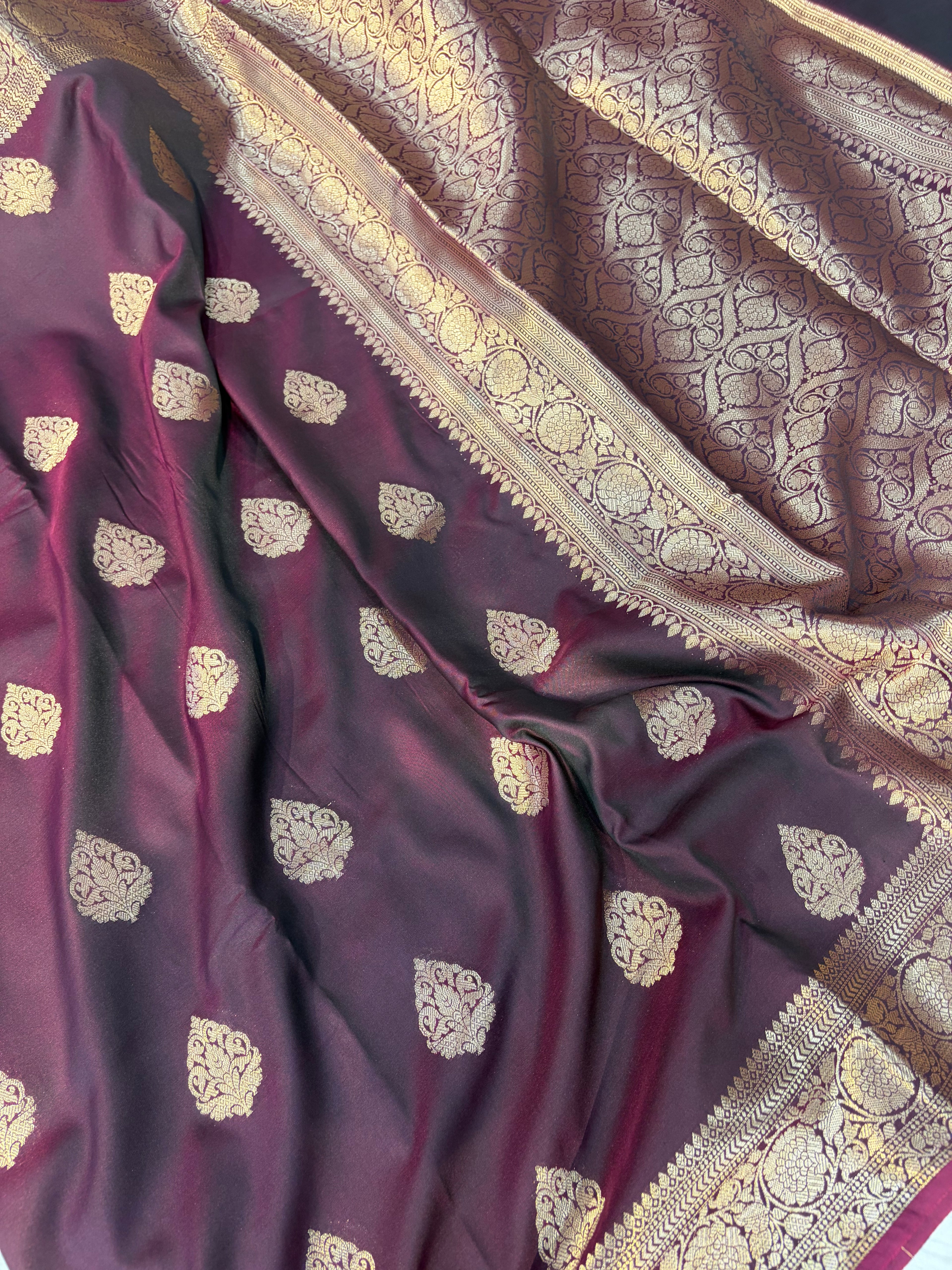 Banarasi mulberry katan silk saree in beautiful wine colour