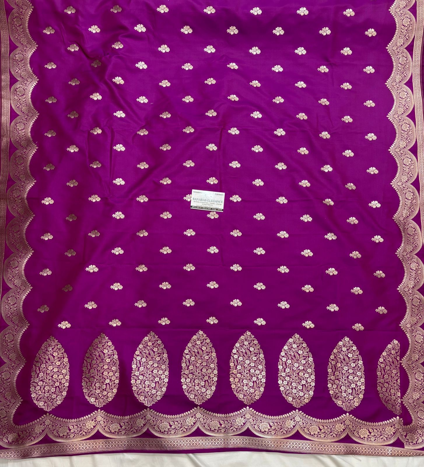 Purple Mashru Silk Saree With Zari Necklace Border Booti
