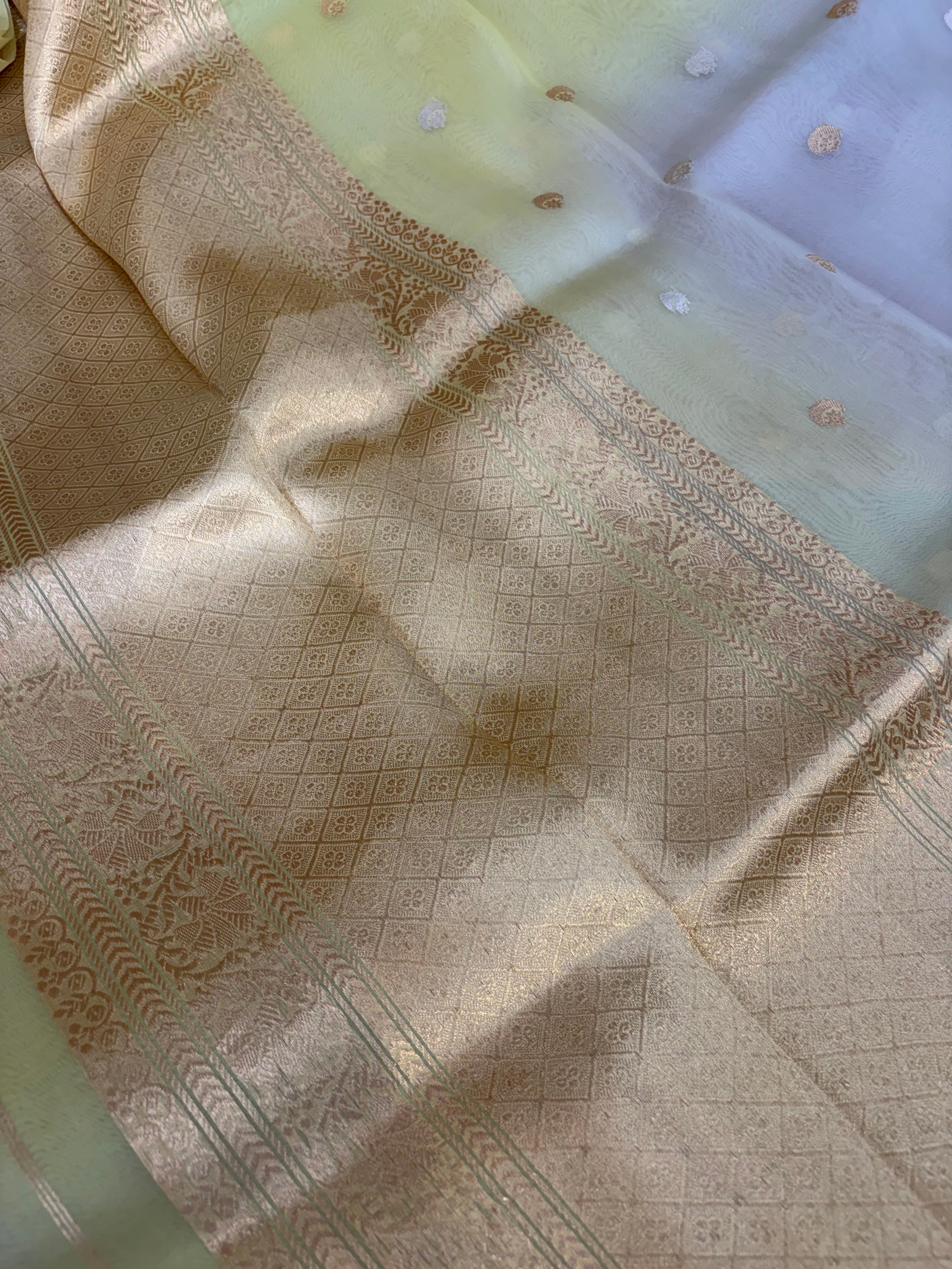 Pure handloom organza silk saree in pastel colour