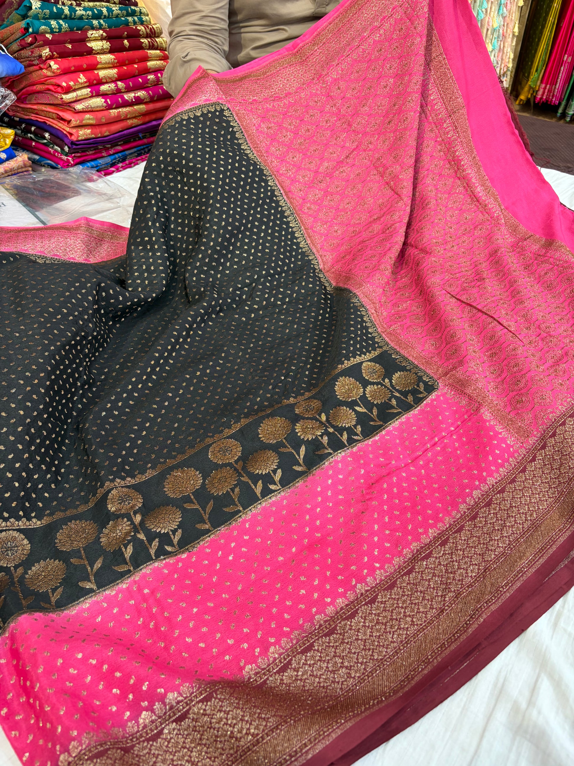 Beautiful Banarasi crepe silk saree