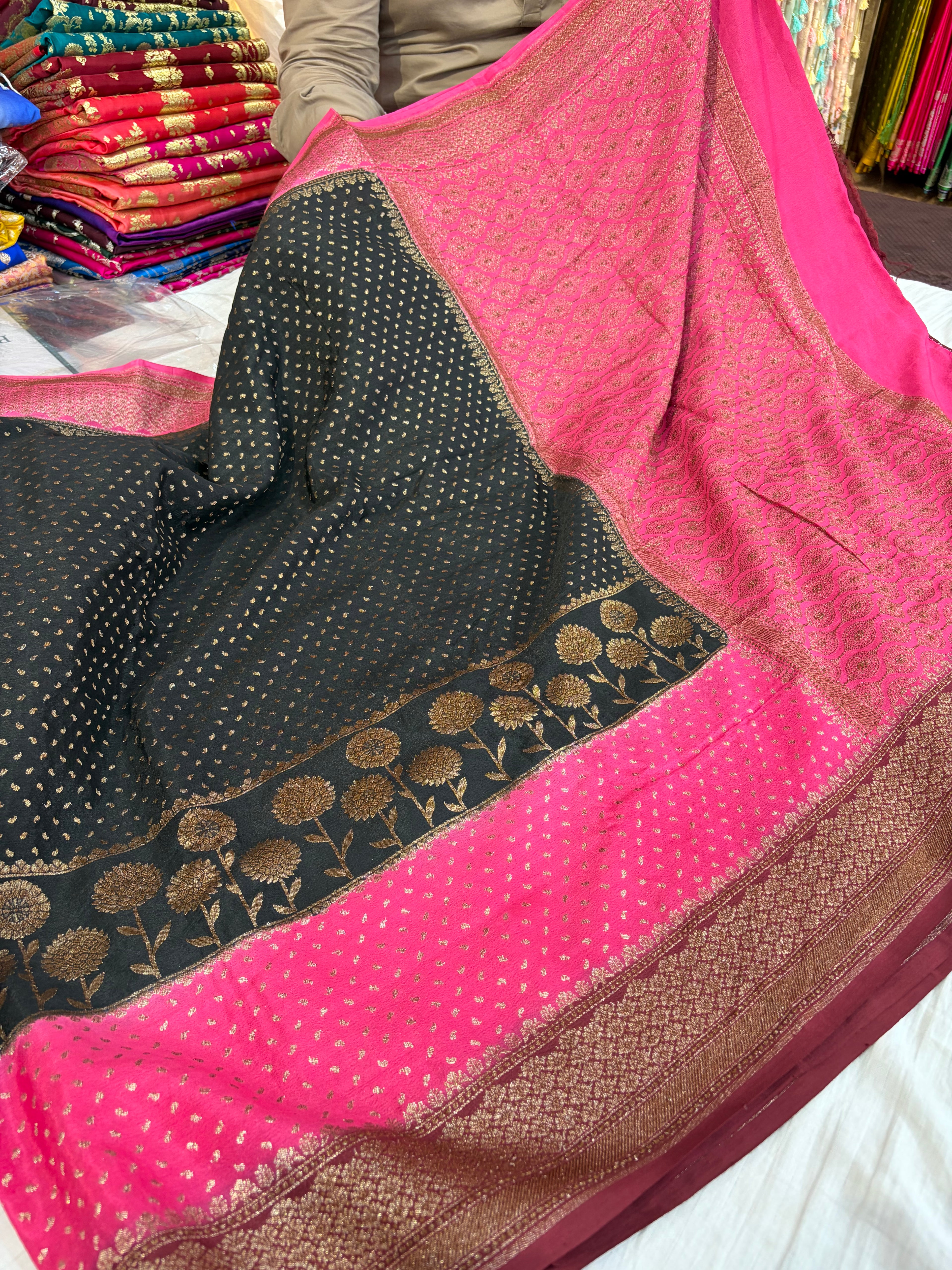 Beautiful Banarasi crepe silk saree