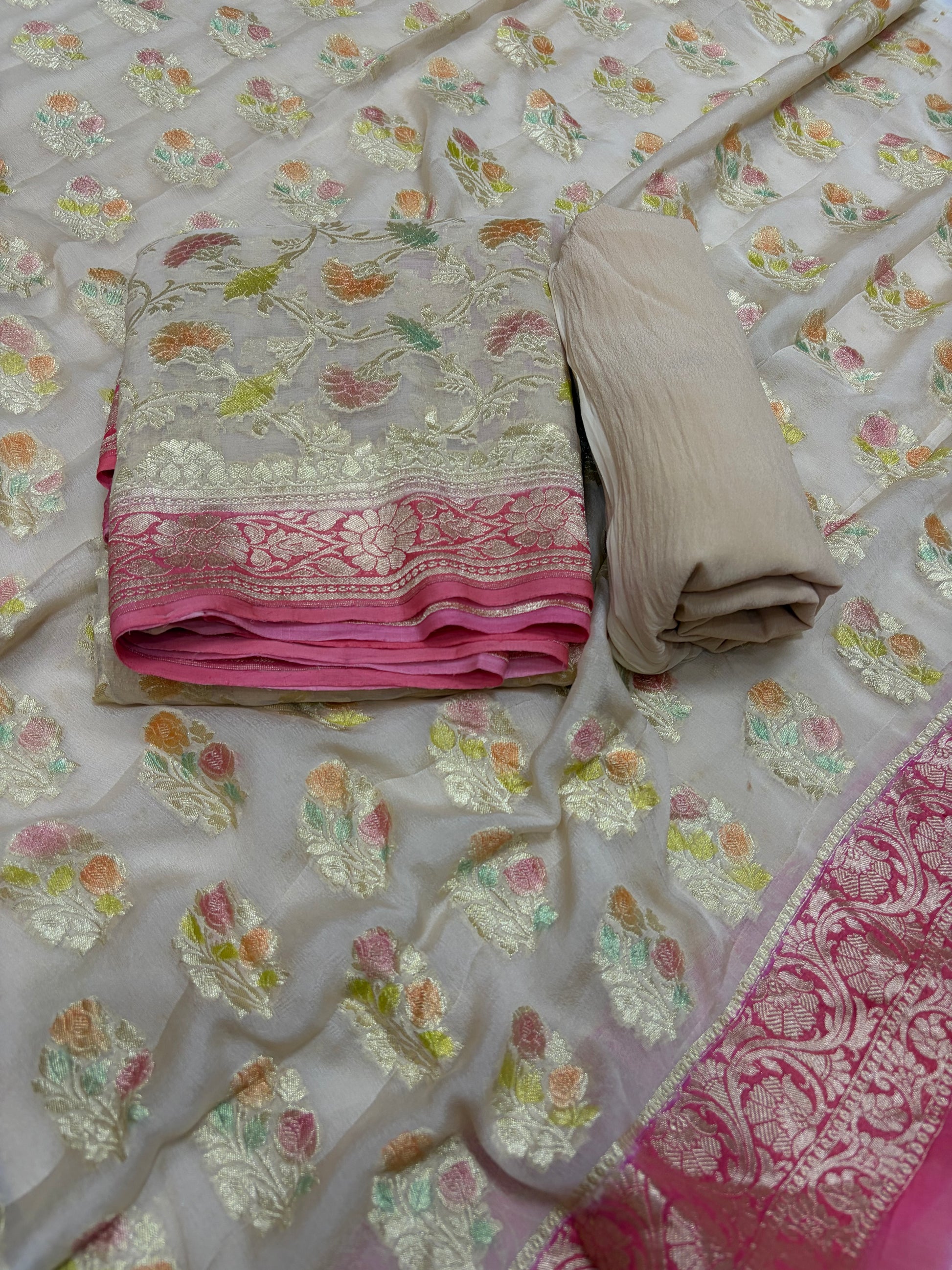 Pure Georgette Hand Brush Suit Set