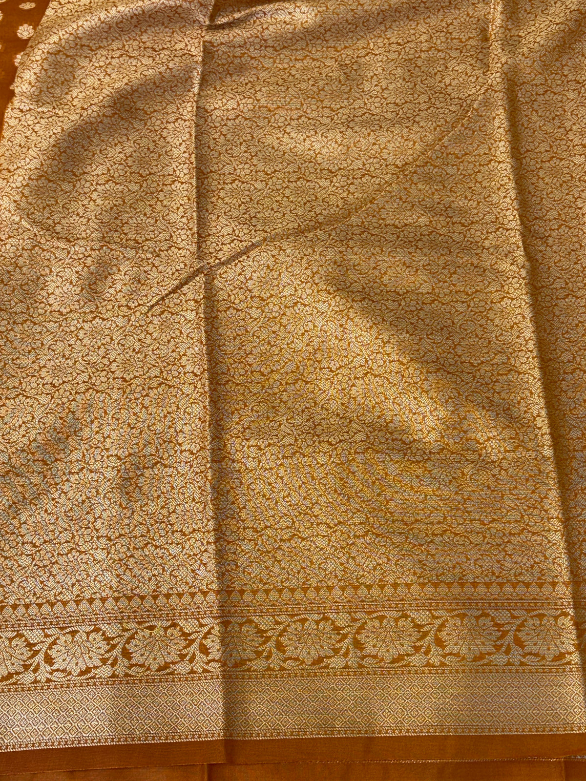 Banarasi georgette silk saree in rust orange colour