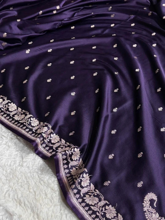 Beautiful Mashru silk saree in Dark purple colour