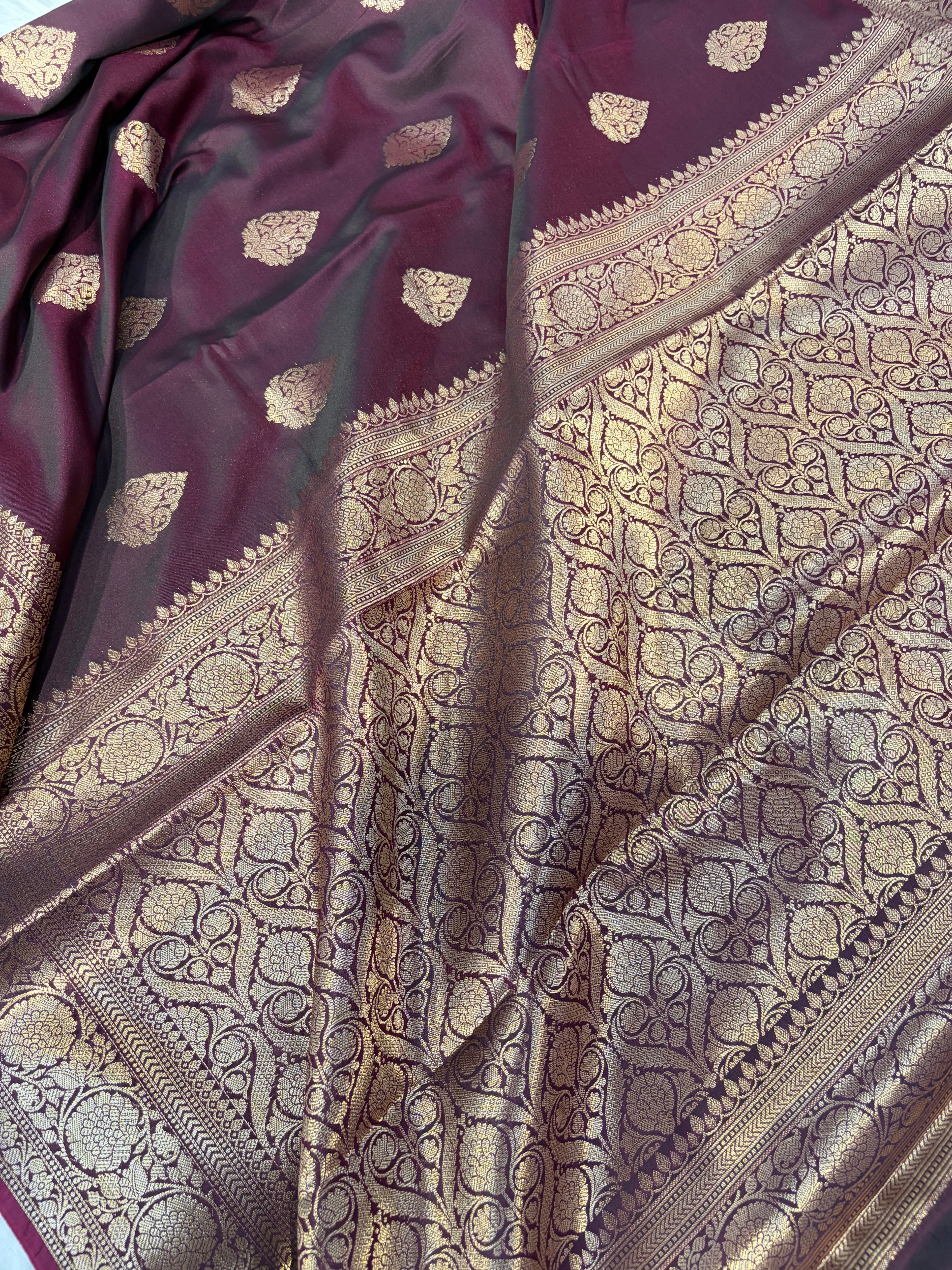 Banarasi mulberry katan silk saree in beautiful wine colour