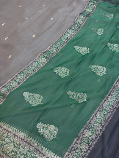 Pure khaddi chiffon saree in 3D shade