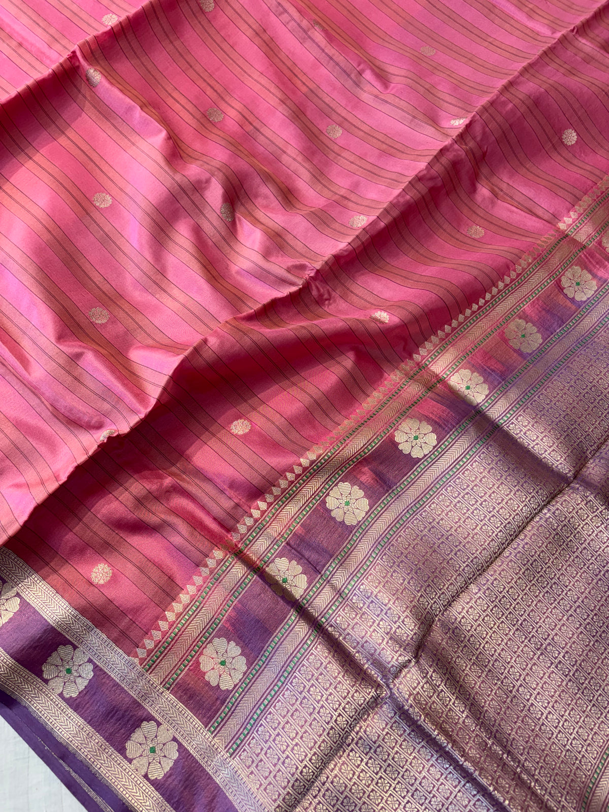 Handwoven pure Kora katan silk saree