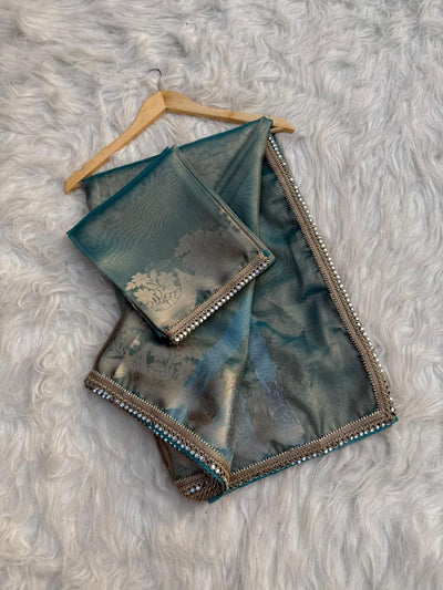 BANARASI SOFT TISSUE SILK SAREE WITH RICH GOLDEN ZARI WEAVING