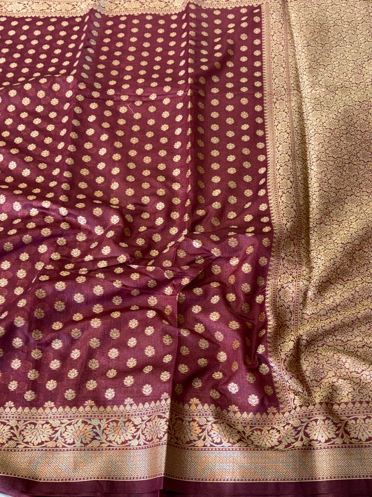Banarasi georgette silk saree in Wine colour